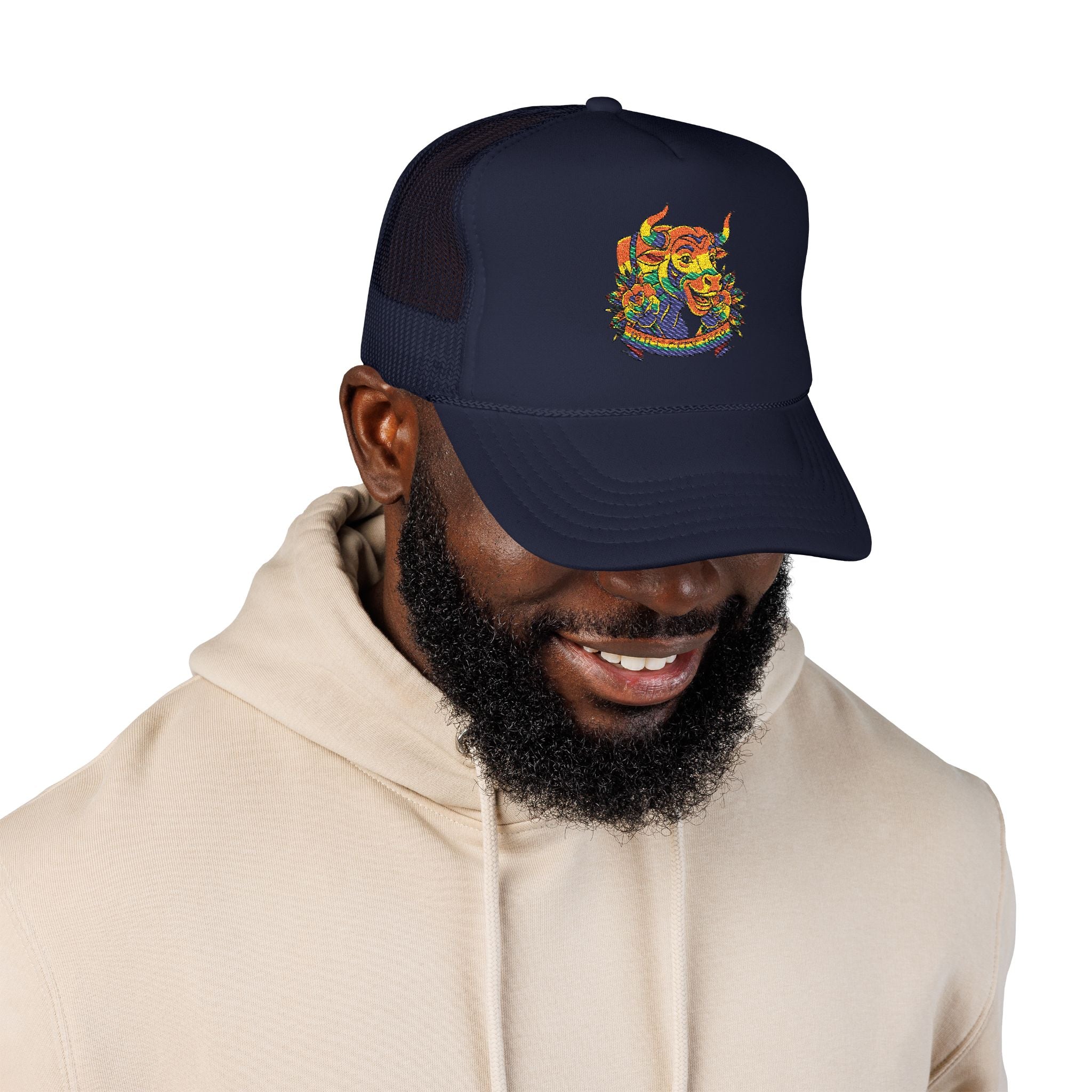 Copy of Durham Heart Flag - Trucker Hat — Embroidered Foam Mesh Cap