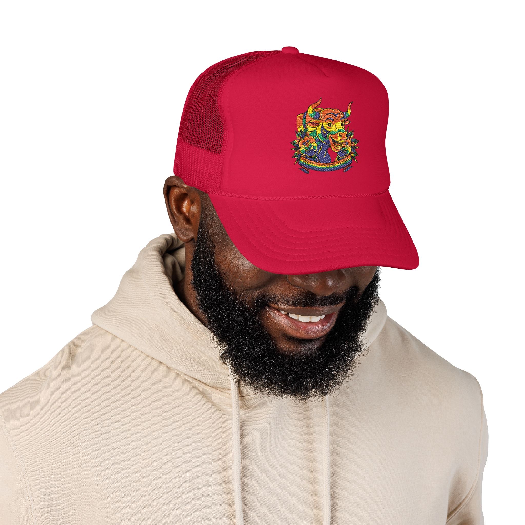 Copy of Durham Heart Flag - Trucker Hat — Embroidered Foam Mesh Cap