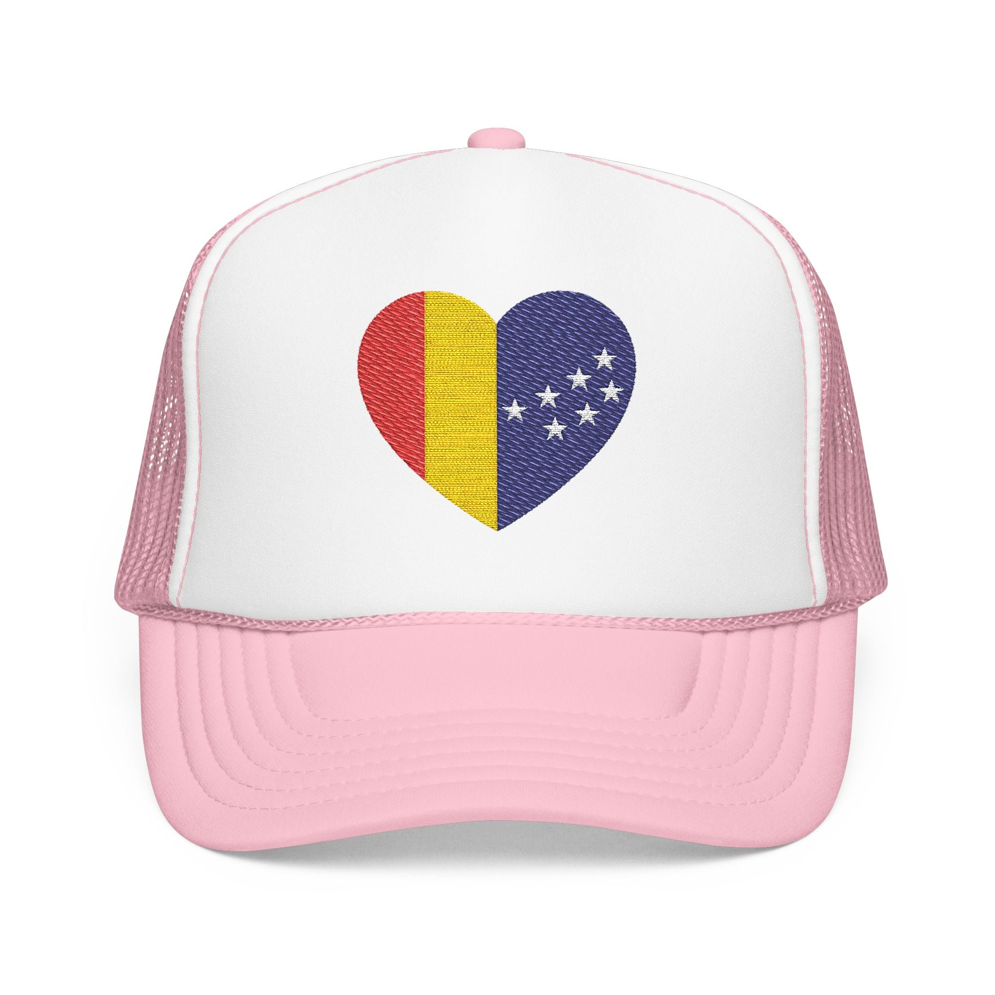 Durham Heart Flag - Trucker Hat — Embroidered Foam Mesh Cap