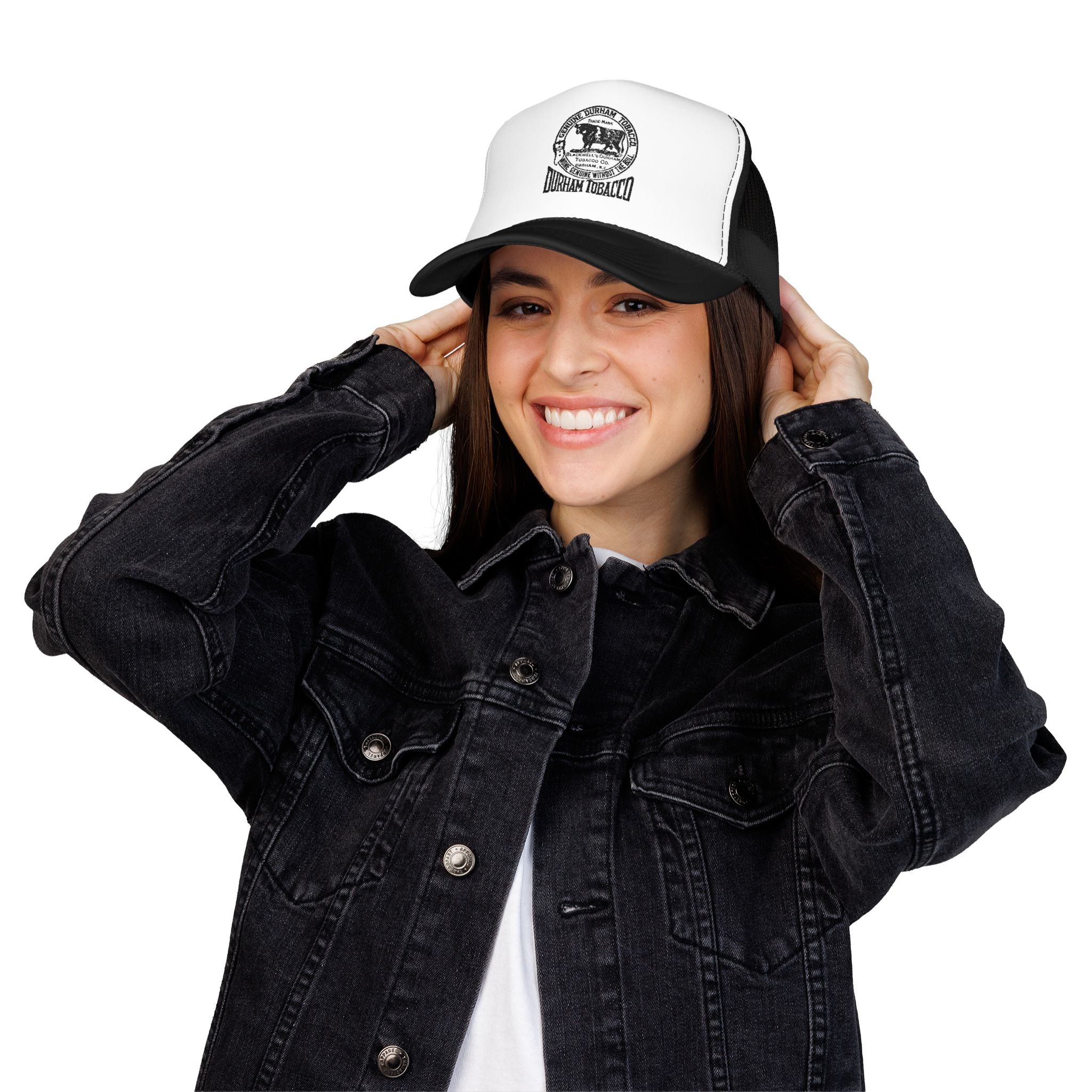 Copy of Copy of Durham Heart Flag - Trucker Hat — Embroidered Foam Mesh Cap