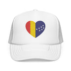 Durham Heart Flag - Trucker Hat — Embroidered Foam Mesh Cap