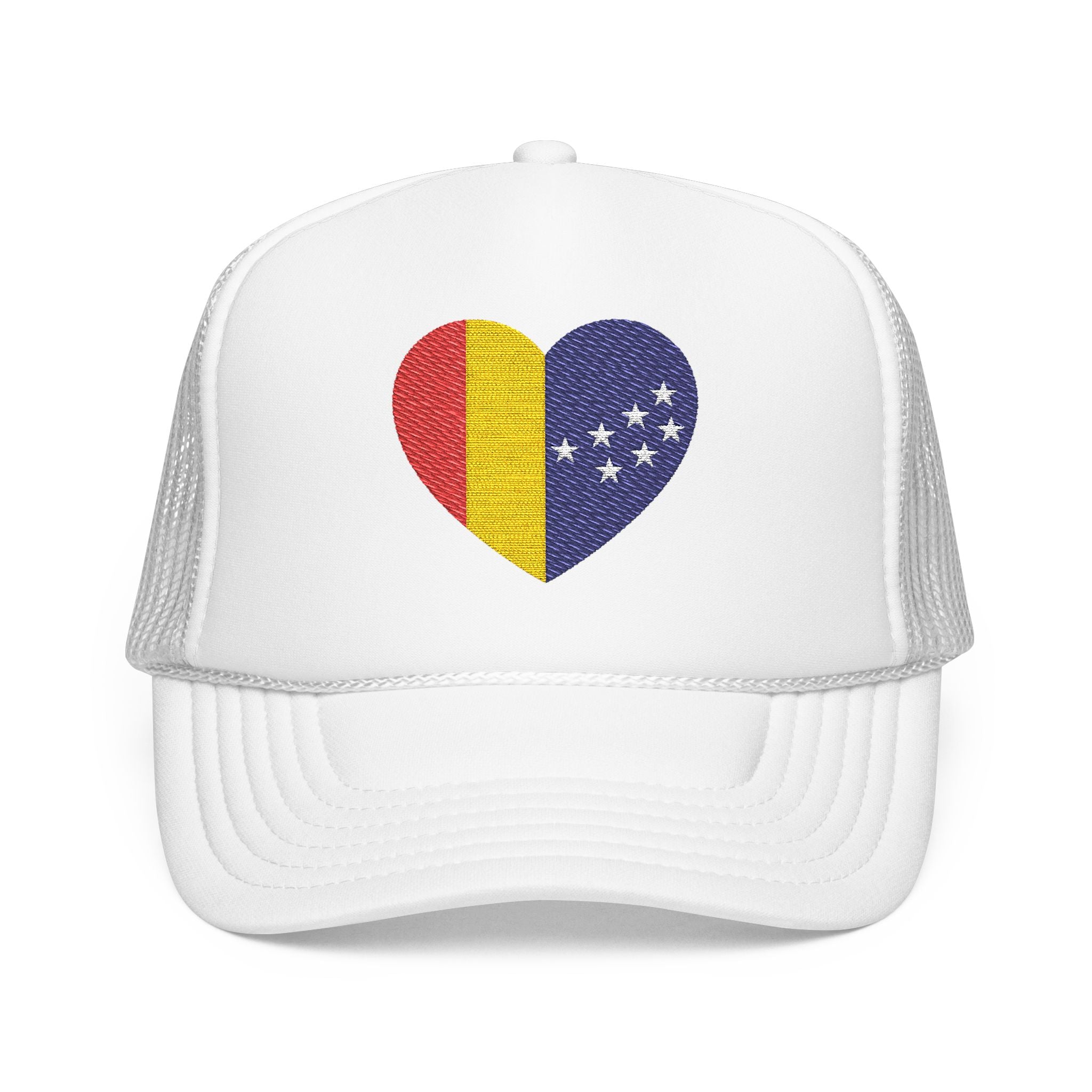 Durham Heart Flag - Trucker Hat — Embroidered Foam Mesh Cap