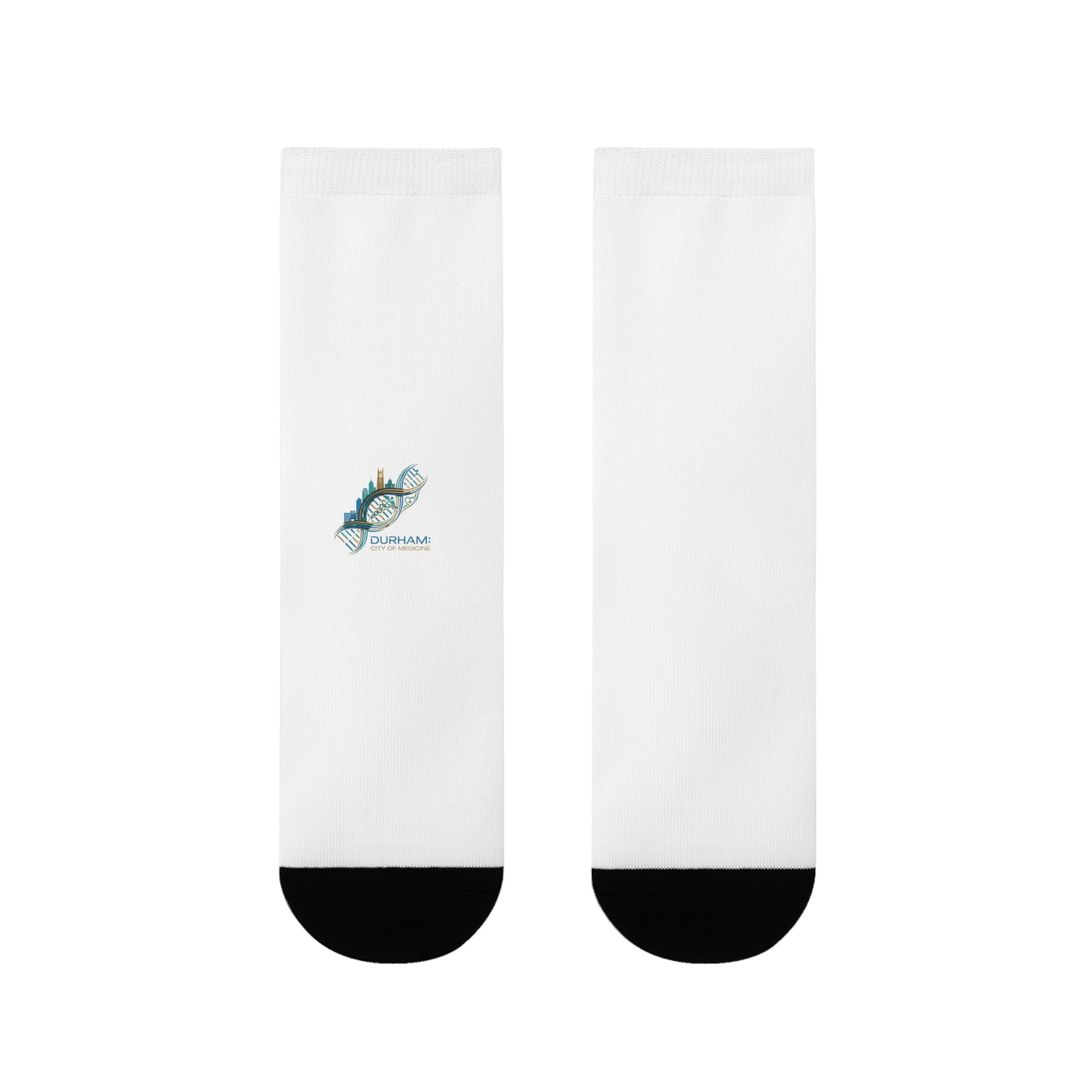 White Crew Socks with Minimal Fish Sublimation Design – Cute Nautical Novelty Socks