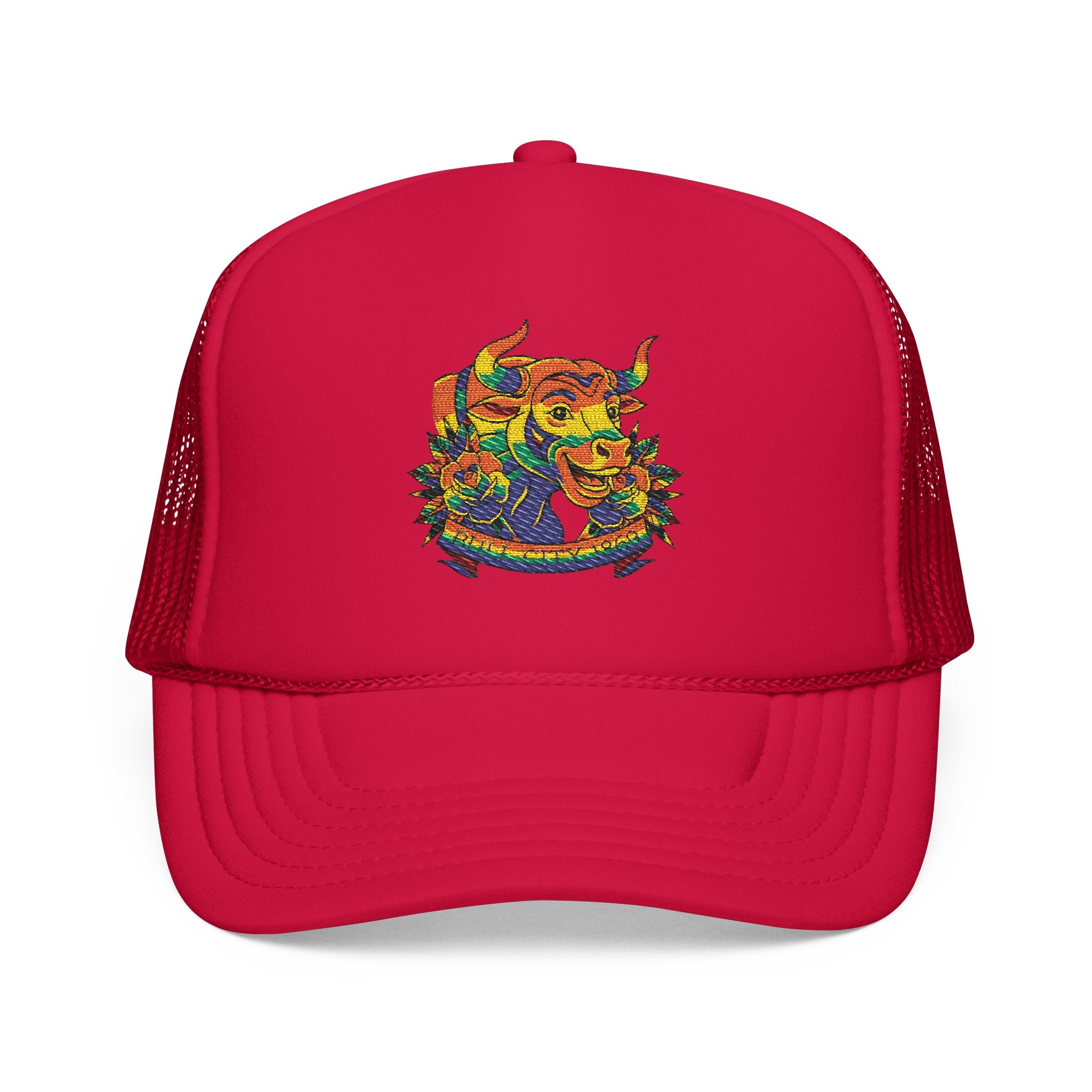 Copy of Durham Heart Flag - Trucker Hat — Embroidered Foam Mesh Cap