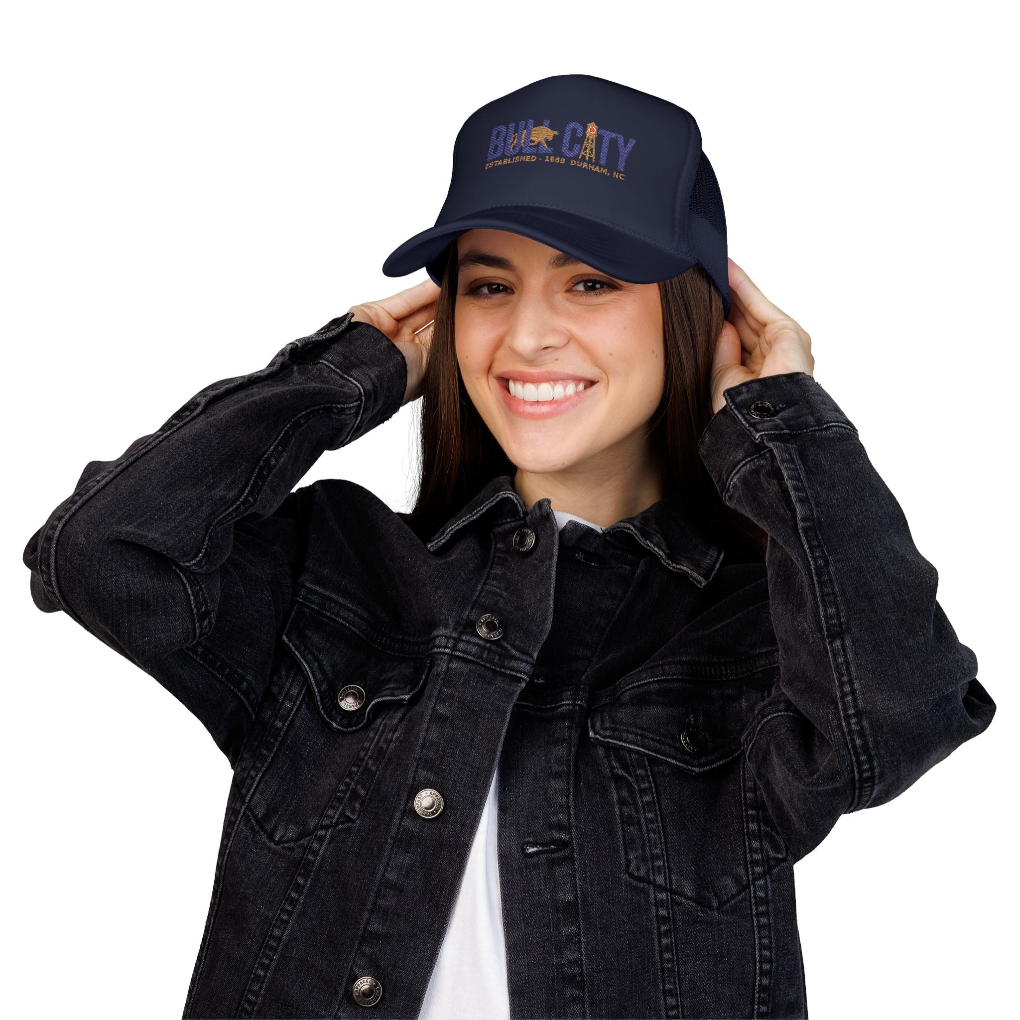 Copy of Copy of Copy of Copy of Durham Heart Flag - Trucker Hat — Embroidered Foam Mesh Cap