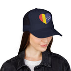 Durham Heart Flag - Trucker Hat — Embroidered Foam Mesh Cap