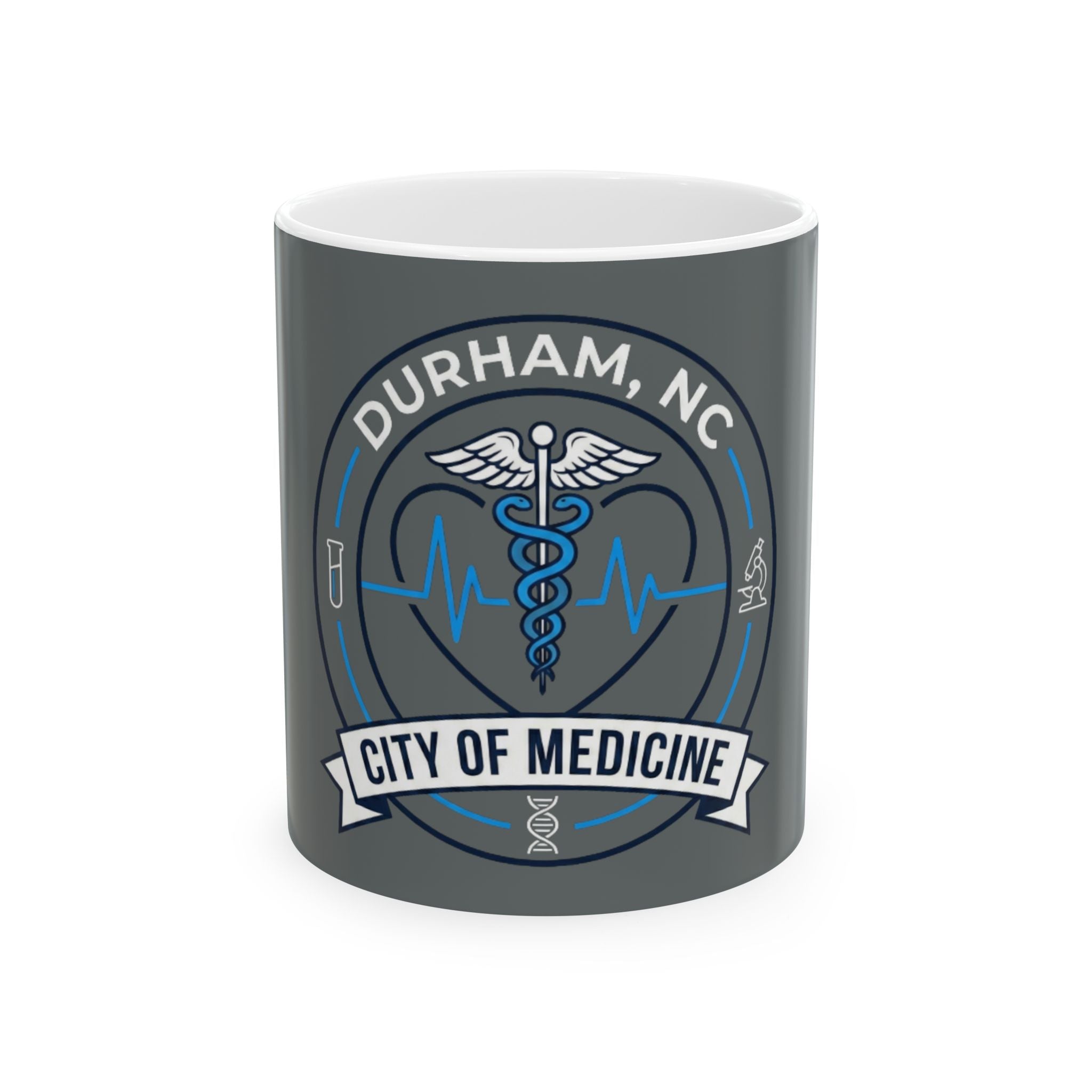 Durham NC City of Medicine Ceramic Mug – Medical Caduceus Coffee Cup (11oz, 15oz)