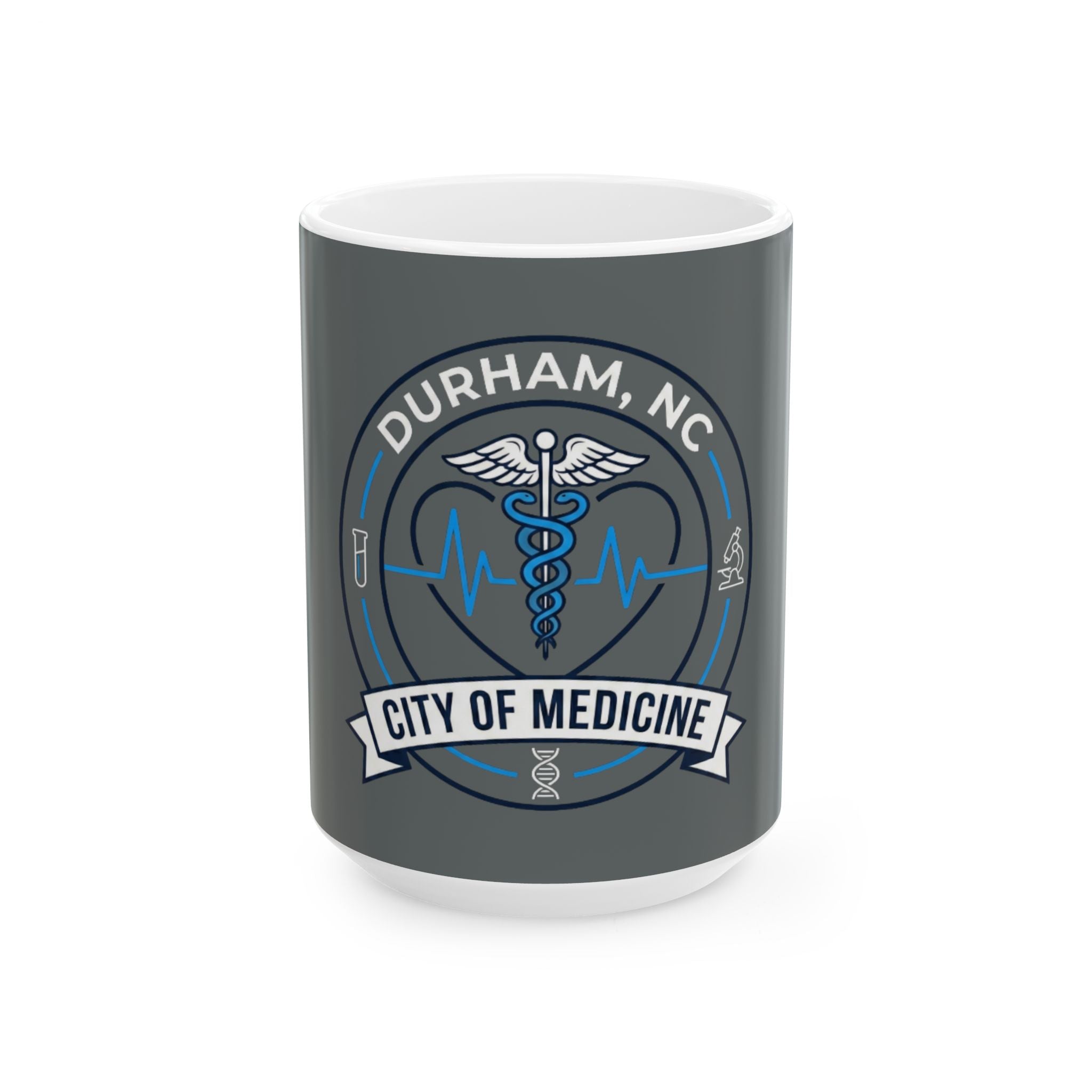 Durham NC City of Medicine Ceramic Mug – Medical Caduceus Coffee Cup (11oz, 15oz)