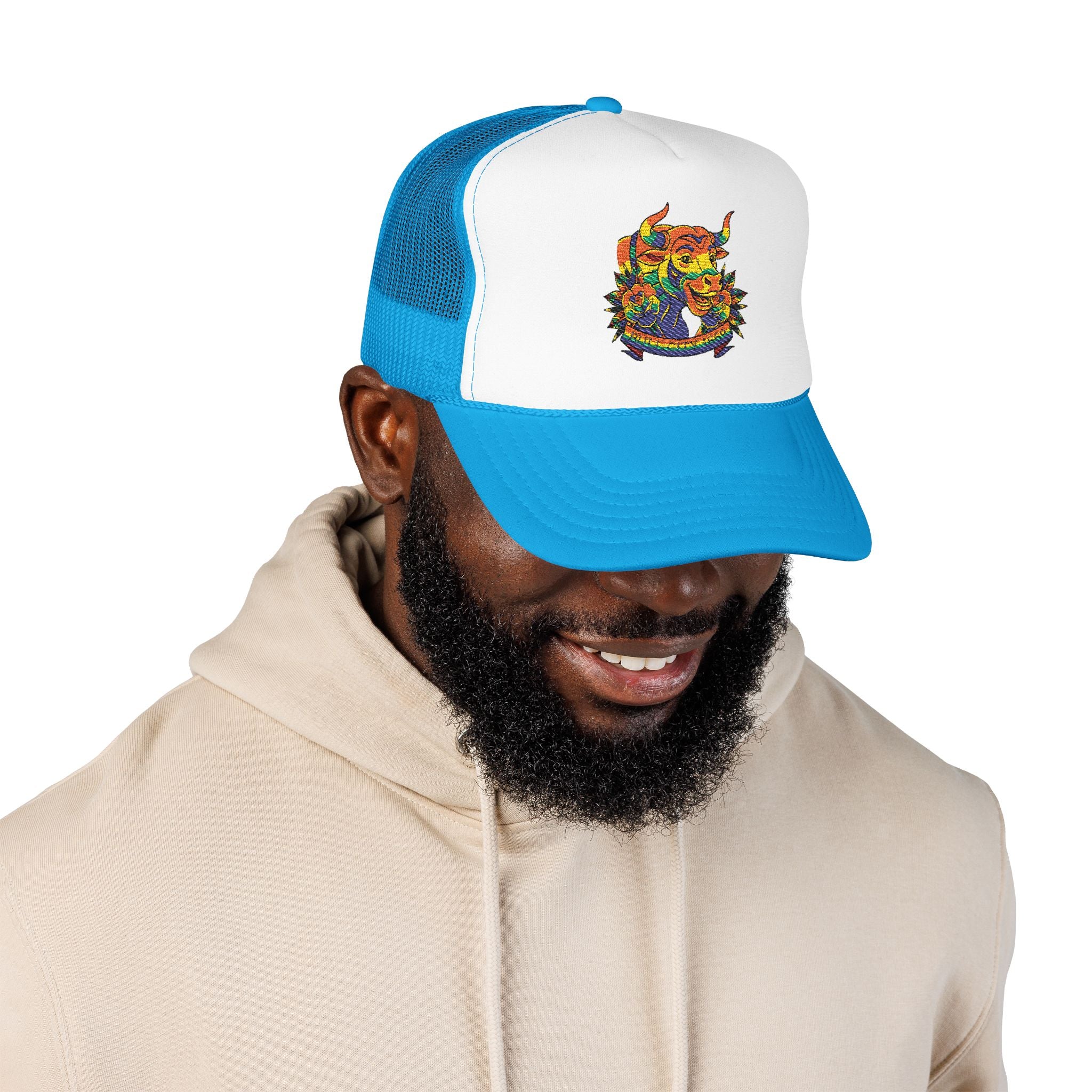 Copy of Durham Heart Flag - Trucker Hat — Embroidered Foam Mesh Cap