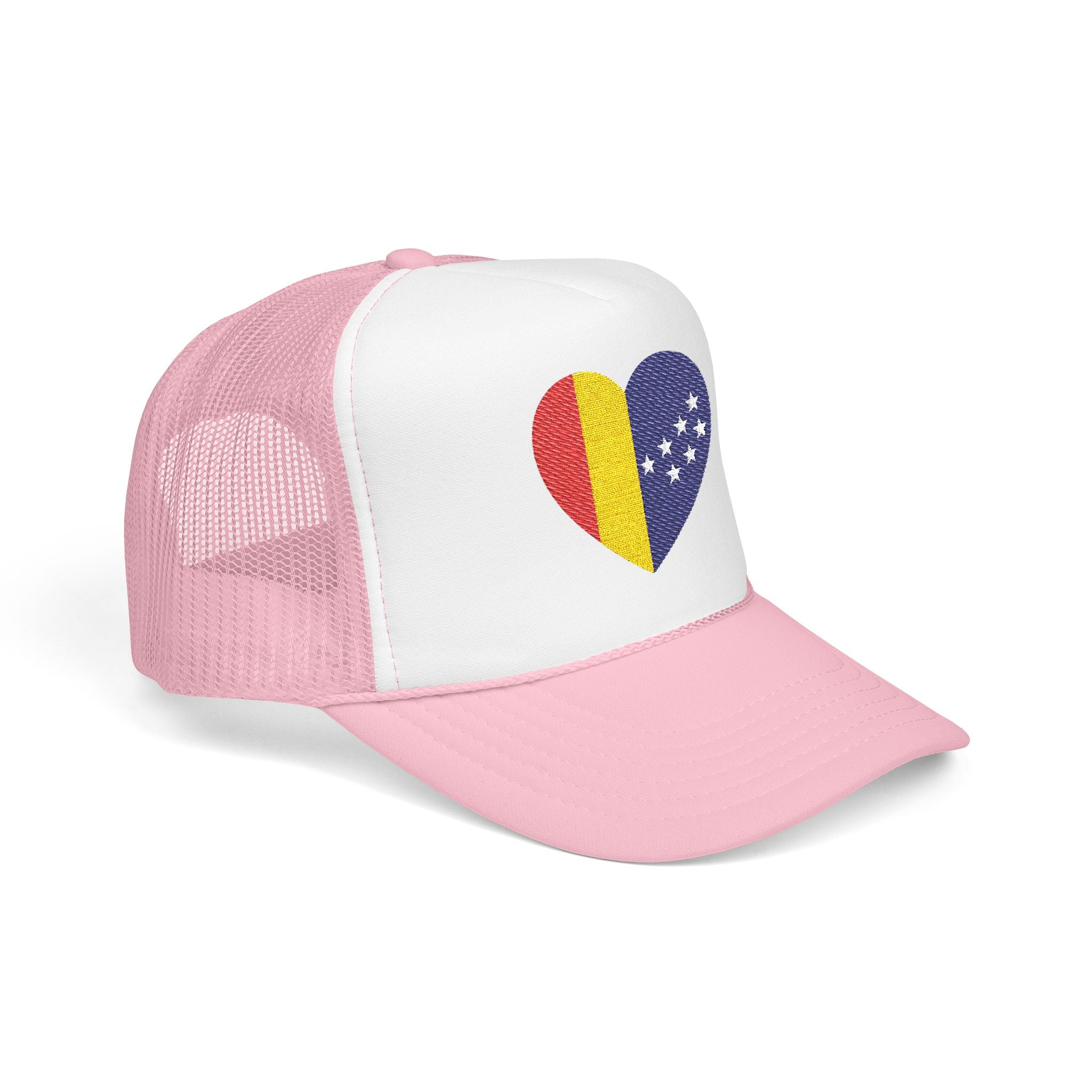 Durham Heart Flag - Trucker Hat — Embroidered Foam Mesh Cap