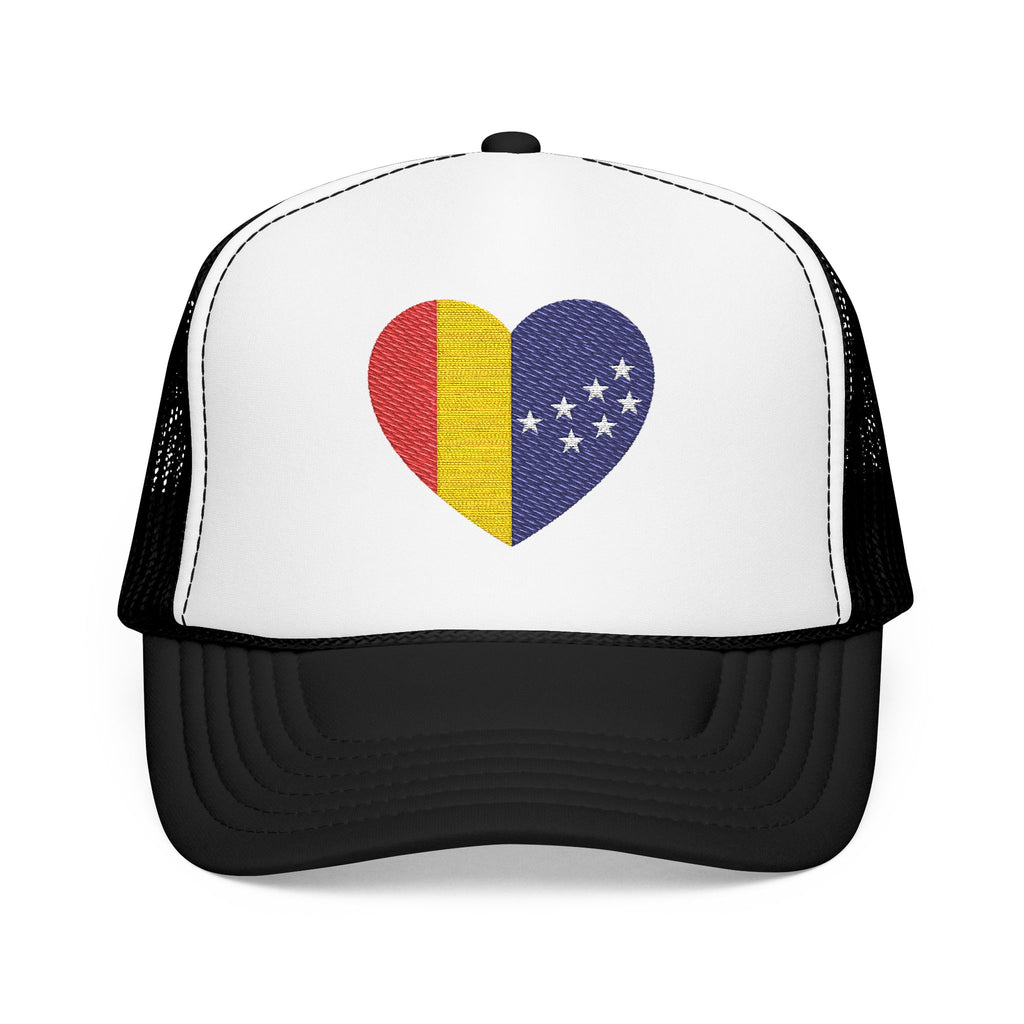 Durham Heart Flag - Trucker Hat — Embroidered Foam Mesh Cap