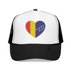 Durham Heart Flag - Trucker Hat — Embroidered Foam Mesh Cap