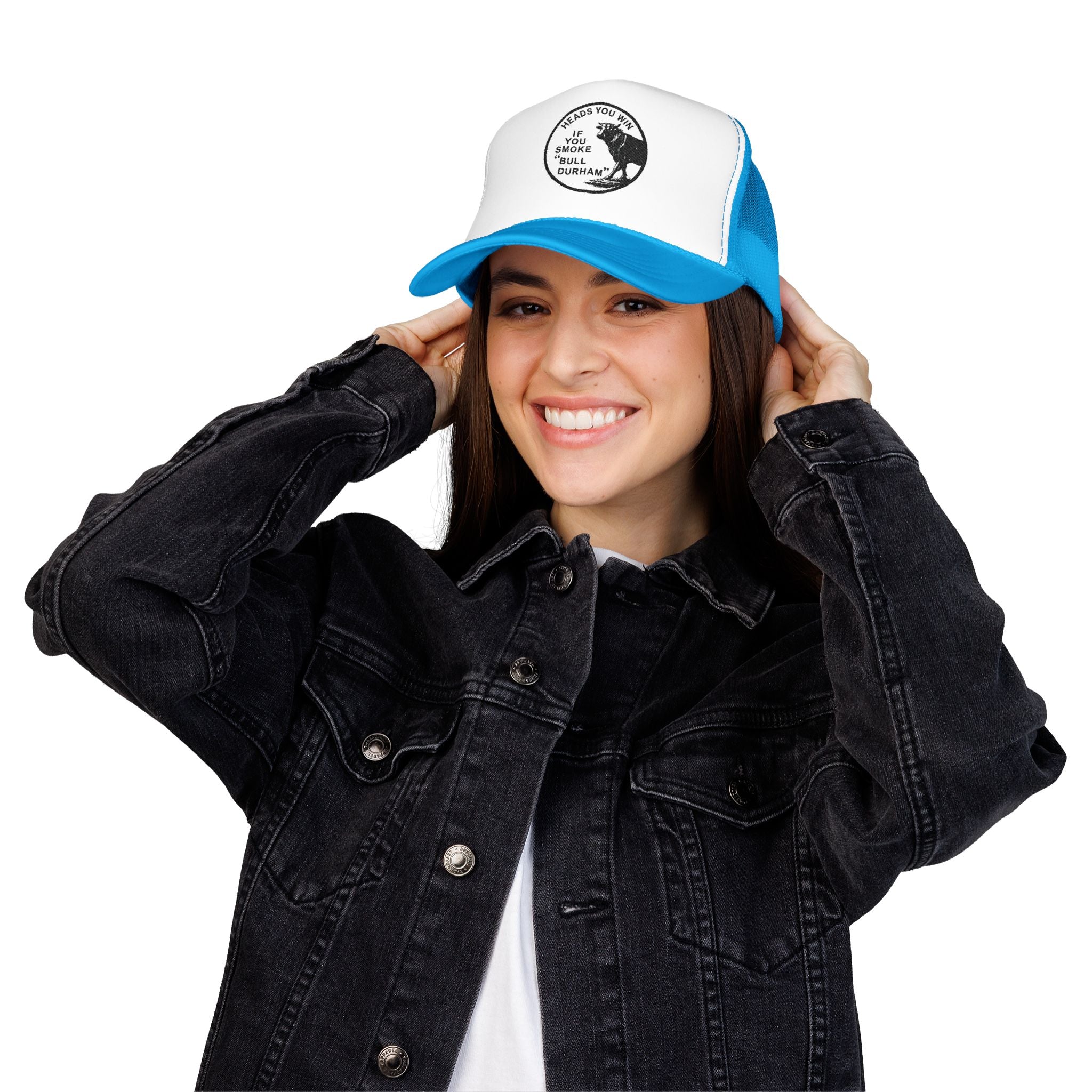 Copy of Durham Heart Flag - Trucker Hat — Embroidered Foam Mesh Cap