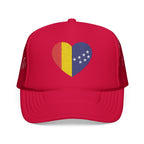 Durham Heart Flag - Trucker Hat — Embroidered Foam Mesh Cap