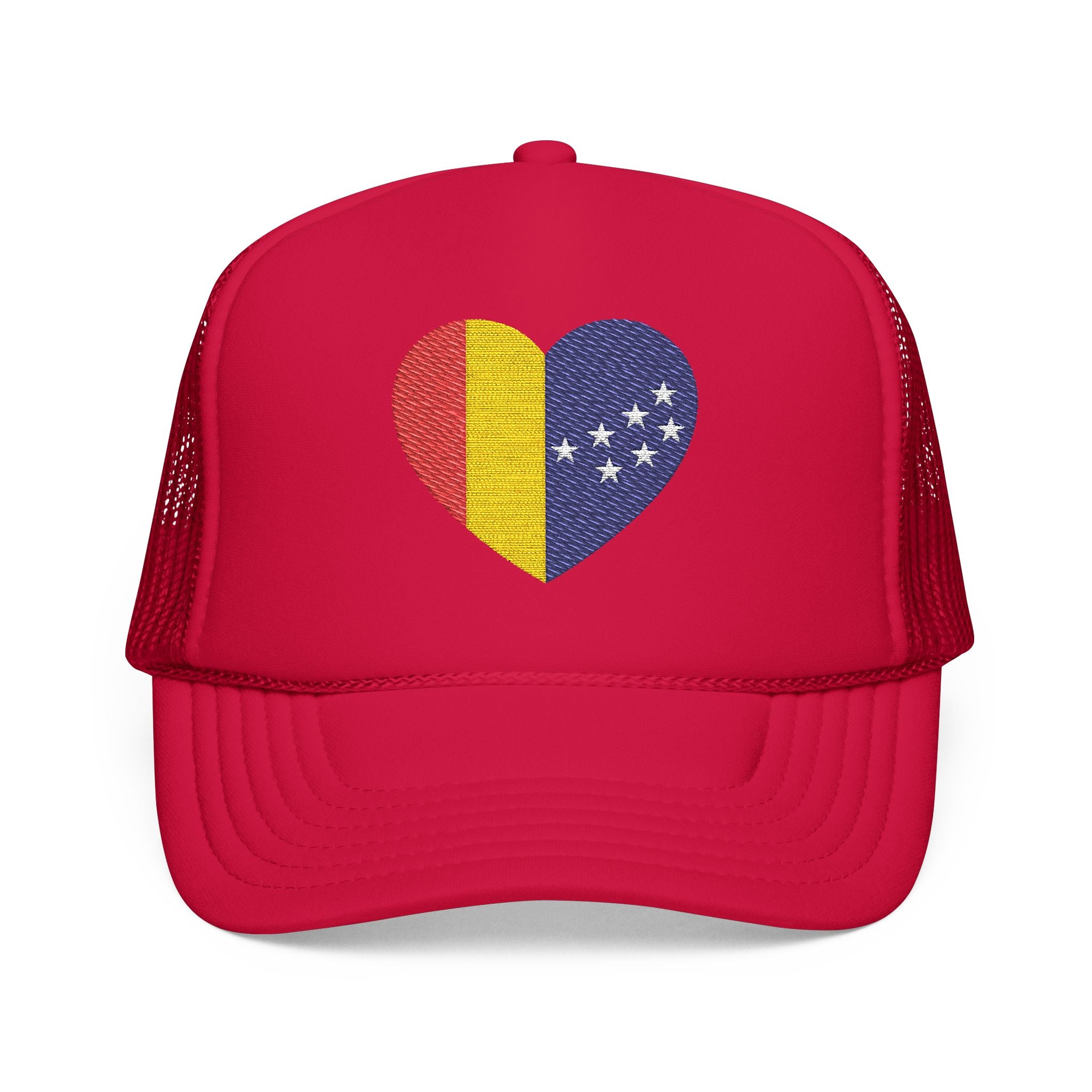 Durham Heart Flag - Trucker Hat — Embroidered Foam Mesh Cap
