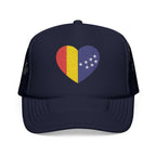 Durham Heart Flag - Trucker Hat — Embroidered Foam Mesh Cap