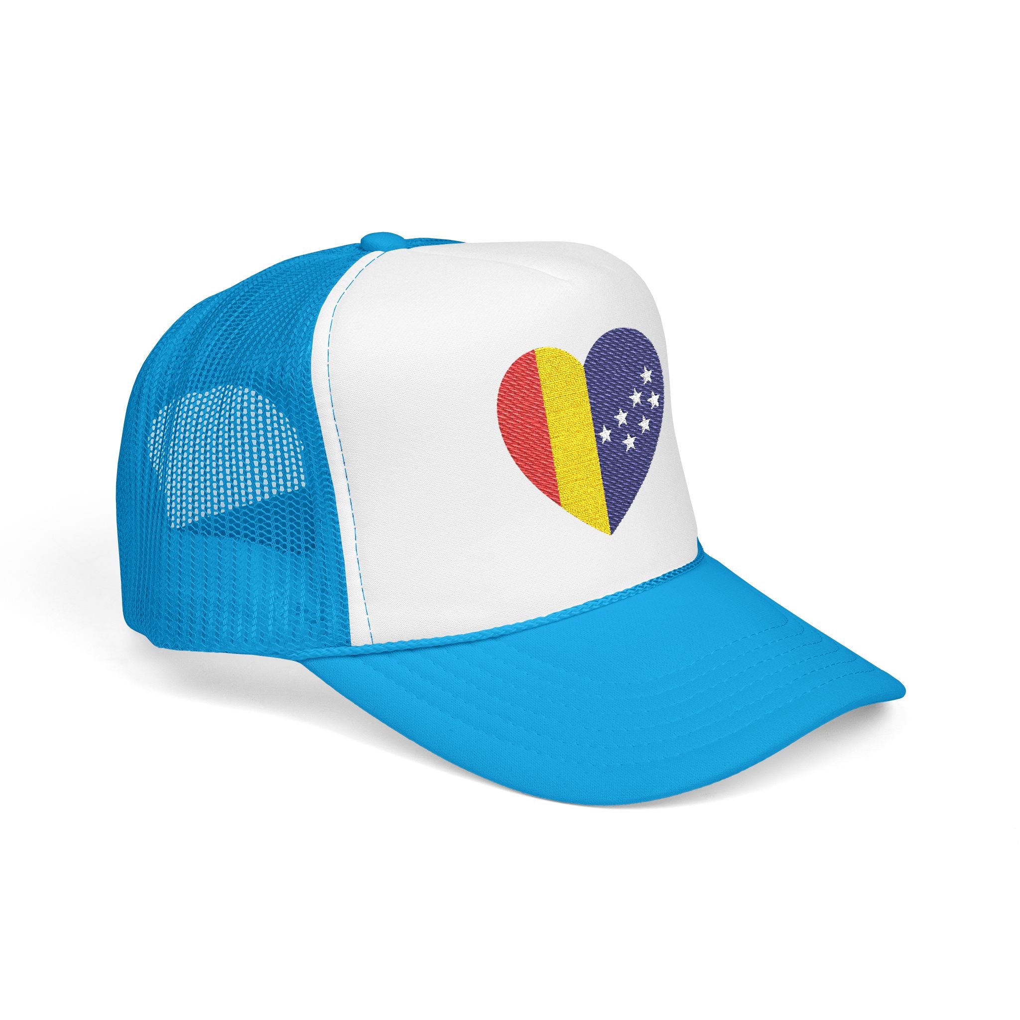 Durham Heart Flag - Trucker Hat — Embroidered Foam Mesh Cap