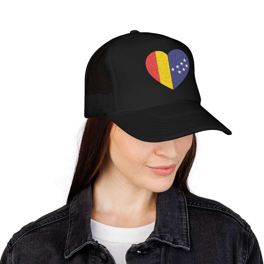 Durham Heart Flag - Trucker Hat — Embroidered Foam Mesh Cap