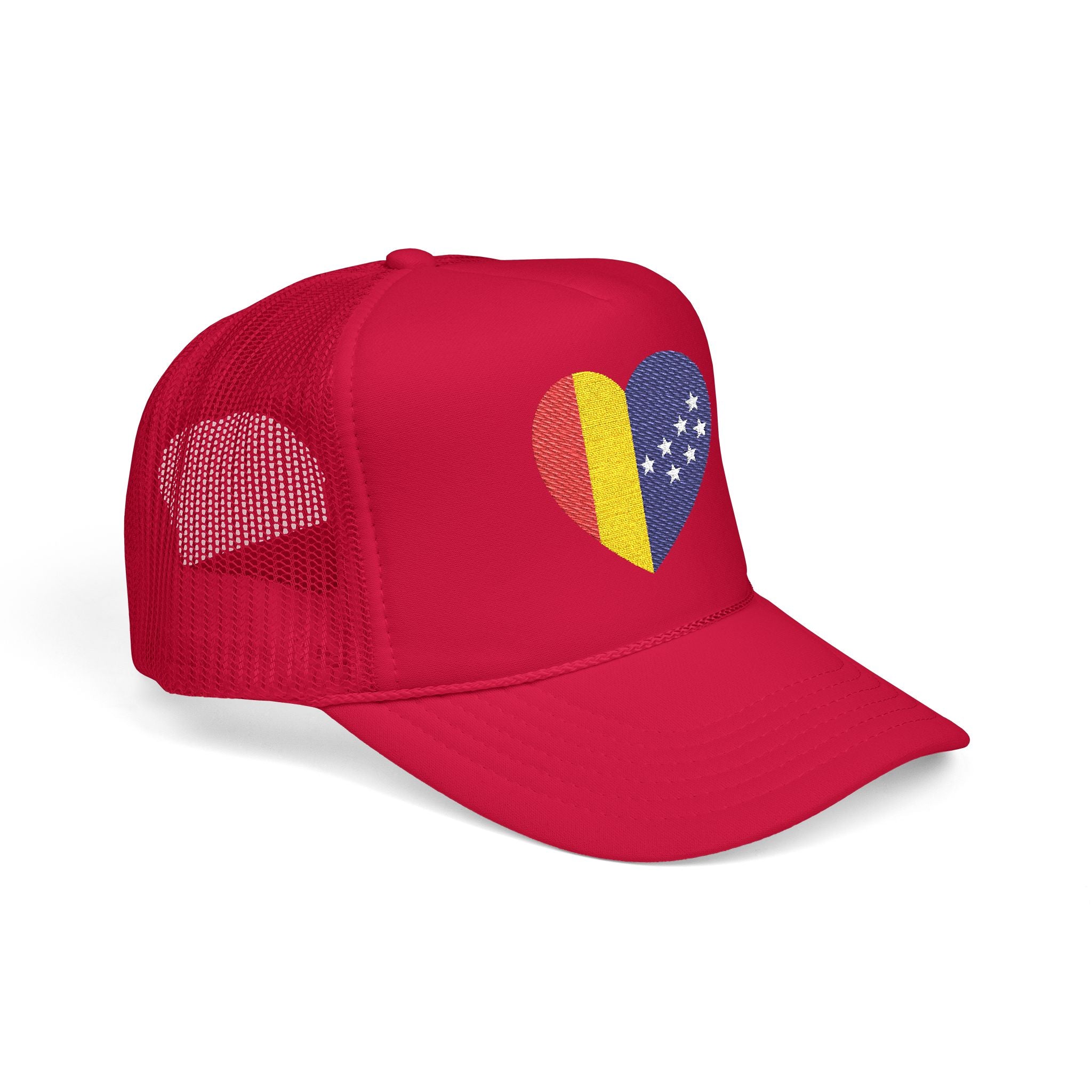 Durham Heart Flag - Trucker Hat — Embroidered Foam Mesh Cap