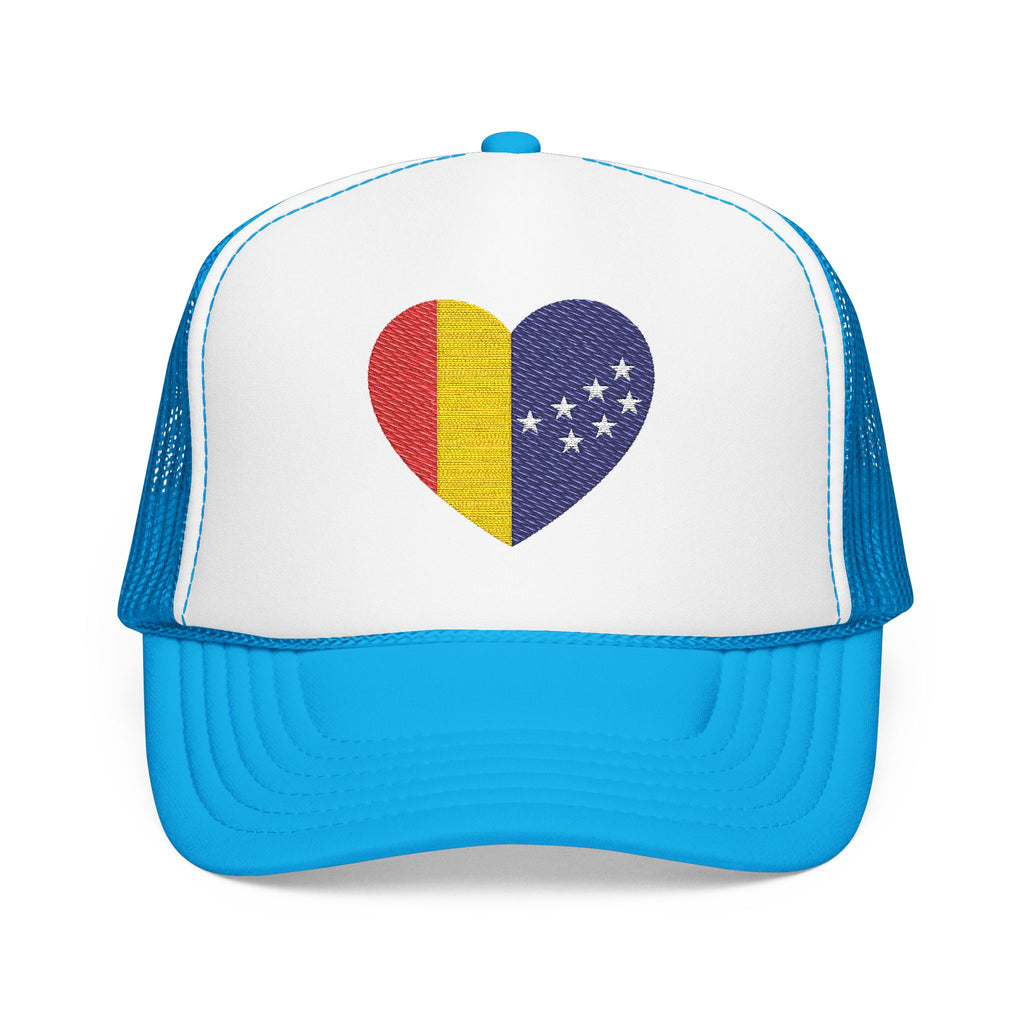 Durham Heart Flag - Trucker Hat — Embroidered Foam Mesh Cap
